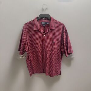 Vintage Polo By Ralph Lauren Red Gingham Shirt Sleeve Men’s LT 1980s!